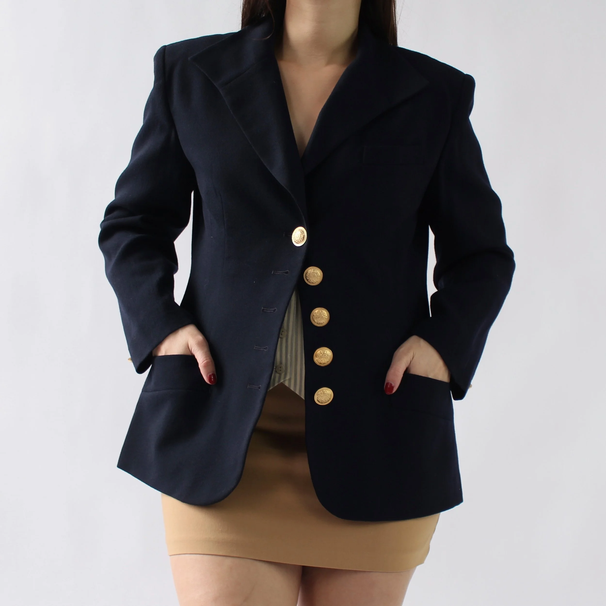 ESCADA エスカーダ ブラック ハート 金 装飾 テーラードジャケット M Vintage Escada Elephant Button Cashmere Blend Jacket — Wornable